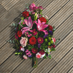 Gerbe piquée rose et rouge