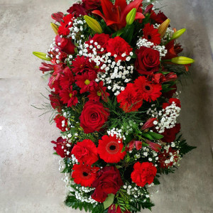 Raquette de deuil rouge et blanc