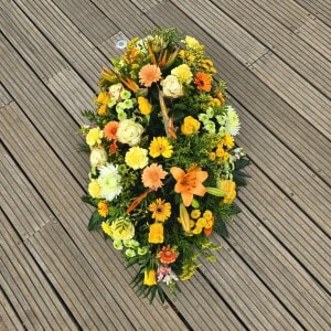 Raquette de deuil tons jaunes